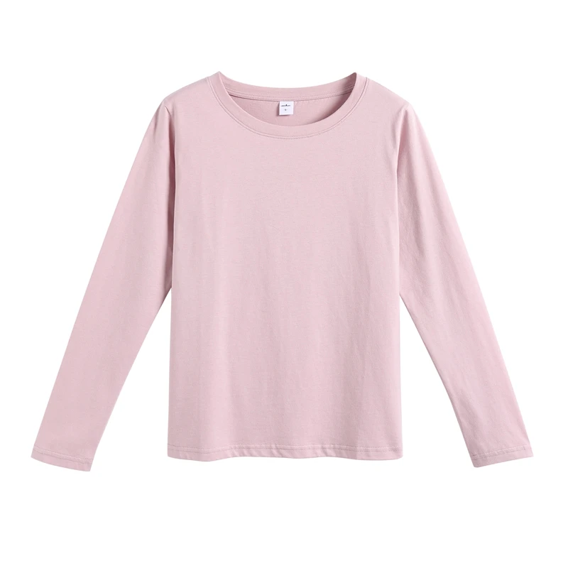 Pink YSK249 GIGOGOU, Женская Базовая футболка с длинным рукавом, осень-весна, 95% хлопок, футболка, S-3XL, однотонный топ, футболки, мягкая футболка Harajuku - Цвет: Pink YSK249