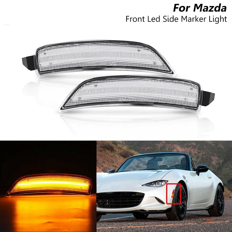 

Car Front and Rear Fender Side Marker Lights LED Turn Signal Lights Turn Lights for Mazda MX-5 Miata 2016 -2020