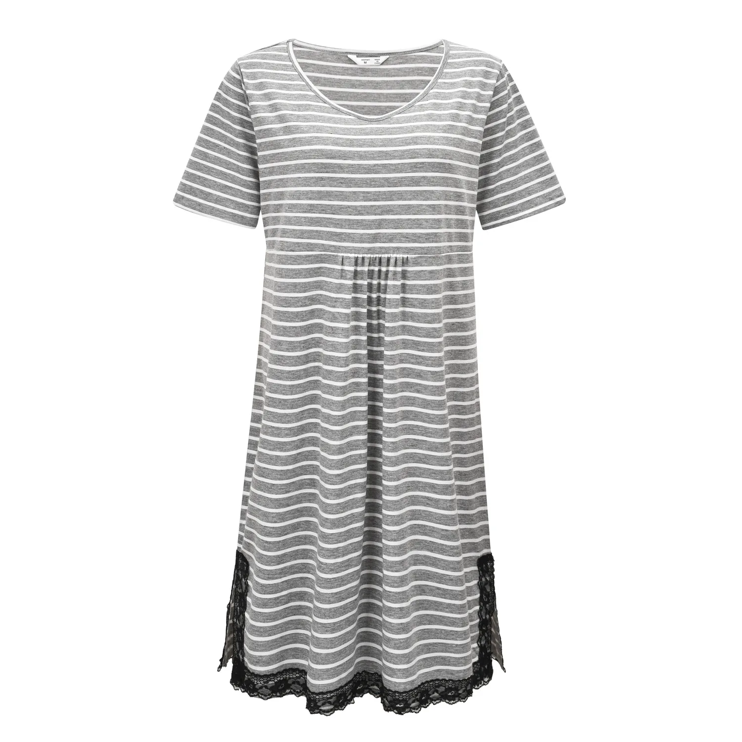 

Women Pregnant Maternity Short Sleeve Striped Lace Dress Spring Summer Casual Nursing Clothes For Mothers Pregnant Maternity