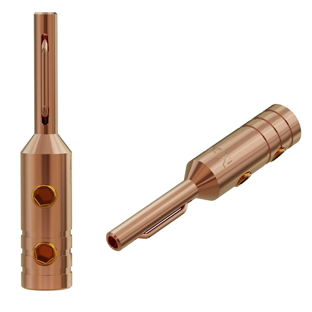 Monosaudio Lautsprecher-Anschluss aus reinem Kupfer, Bananenstecker, hochwertiger, vergoldeter/rhodinierter Adapter-Klemmenanschluss, 4 Stück – Detail 3
