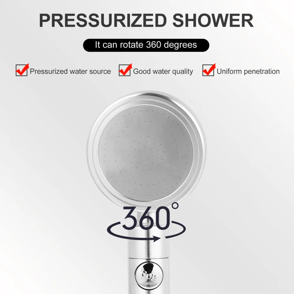 

1 Set of Rotating Shower Sprinkler Practical with Hose (Silver)