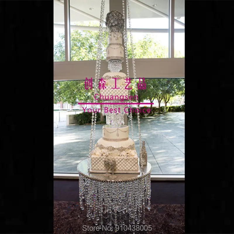 Новый дизайн круглая подставка для торта шикарная акриловая Хрустальная