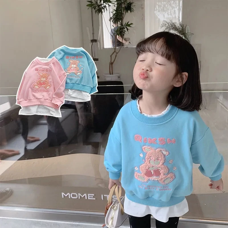 

Girls Sweater Bottoming Shirt Spring and Autumn New Children's Cartoon Long-sleeved T-shirt Baby Pullover Top