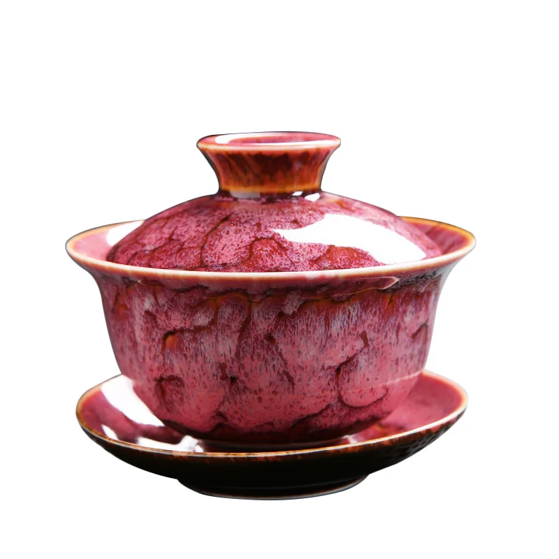 170 мл Gaiwan керамическая пигментированная чашка для чая набор с крышкой блюдце