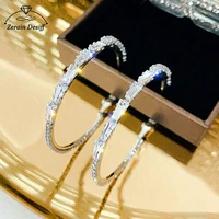 gorgeous women hoop earrings micro paved cz stone brilliant female big earring for party fashion jewelry girl gift