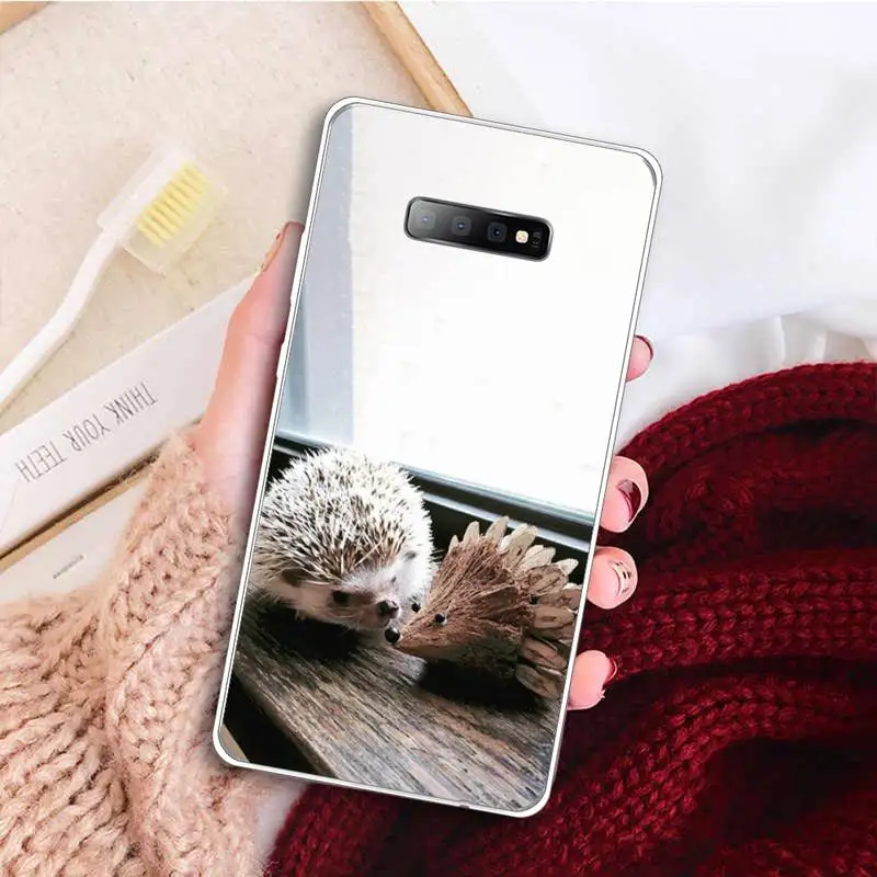 

Cute little hedgehog Phone Case Transparent For Samsung Galaxy A71 A21s S8 S9 S10 plus note 20 ultra