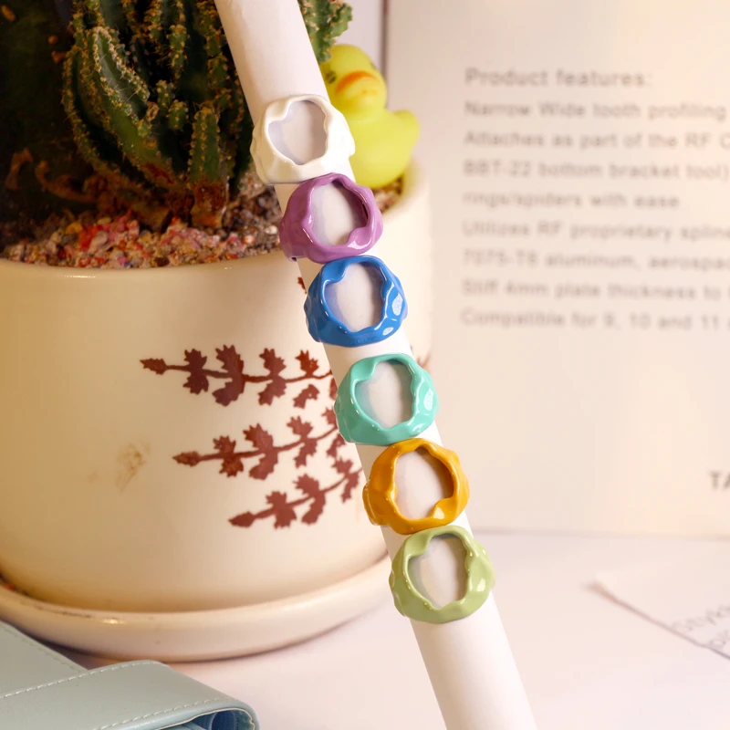 

2021 New fashion cute lady irregular opening candy ring geometric hand-painted candy party ring jewelry