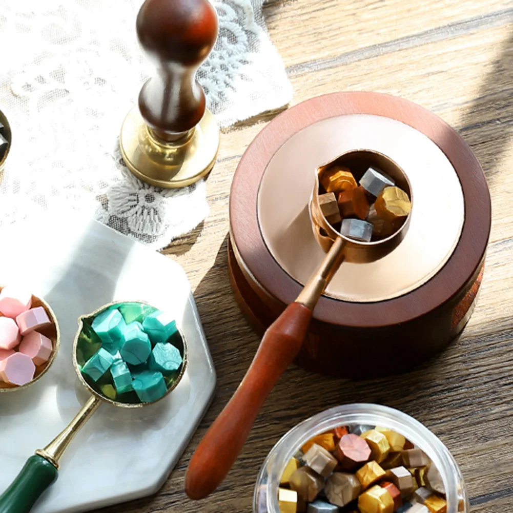 Retro Wax Seal Solid Wood Melting Oven Furnace Pot Beads Sticks Heater Warmer Decorative Craft for Candle Stamp Dropship | Дом и сад