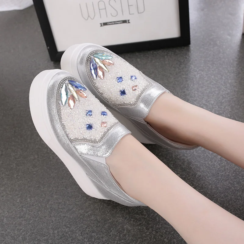 

High Platform Sneakers for Women Crystal Sneaker Wedge Heels 8CM Womans Sneakers Fashions 2020 slip on Sneakers Zapatos Mijer