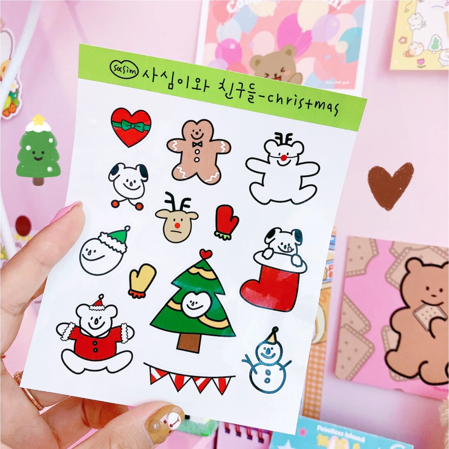 1 шт. Kawaii мультипликационным рисунком свитер с рождественским мишкой наклейки