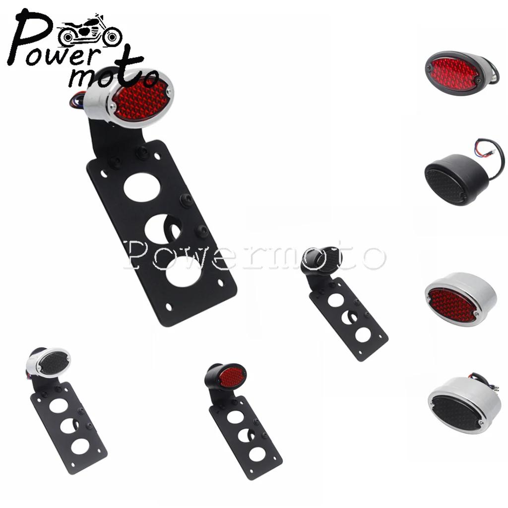 

Motorcycle LED Taillights License Number Plate Bracket Stop Lamp For Harley Bobber Chopper Dirt Bike Rear License Plate Light