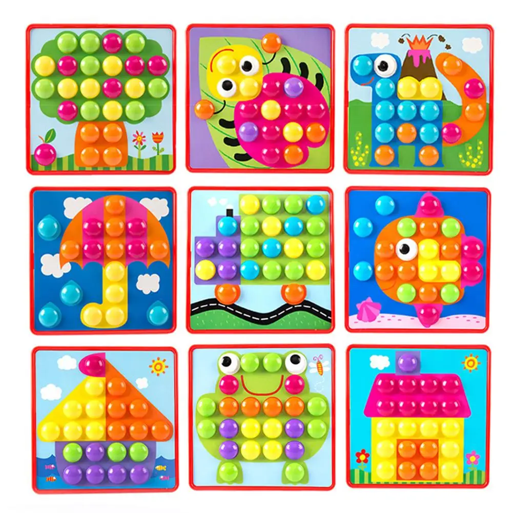 

6types 3D Puzzles Toys for Children Creative Mosaic Mushroom Nail Kit Buttons Art Assembling Kids Enlightenment Educational Toys