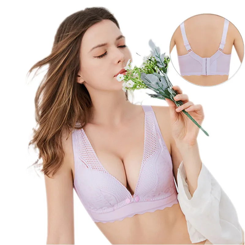 

New Maternity Bra Nursing Wireless Lace Bra Sexy Breastfeeding Bra Plus Size Front Closure Open Pregnancy Women Feeding Bras