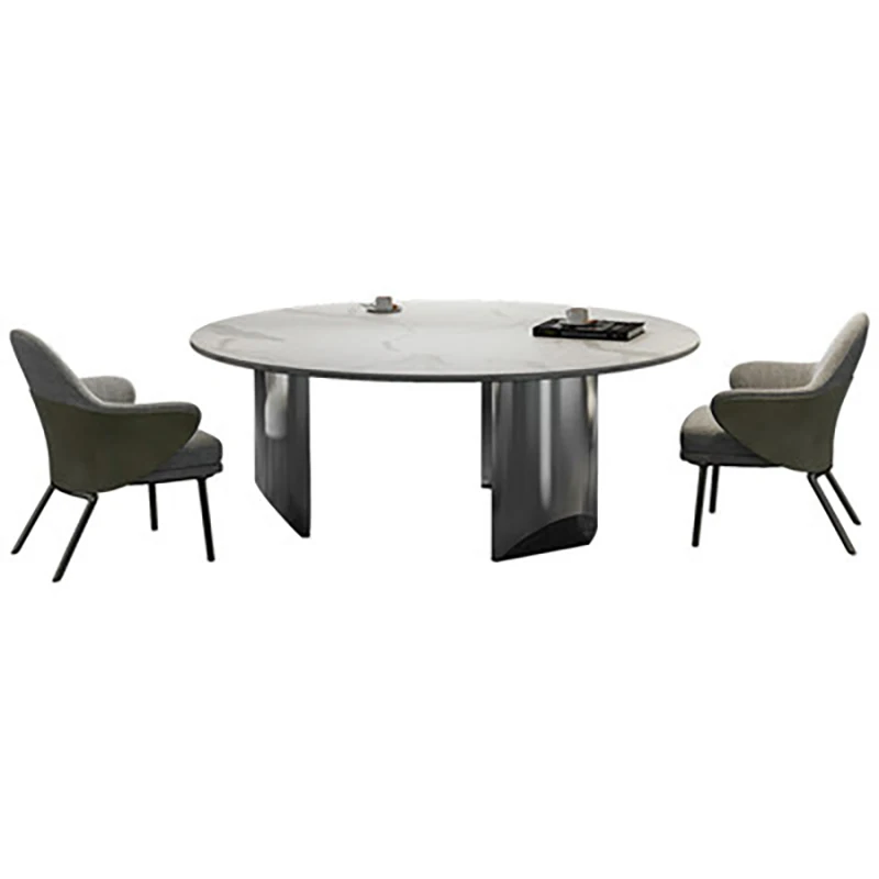 

Italian rock board dining table and chair combination modern minimalist light luxury round table high-end villa designer home di