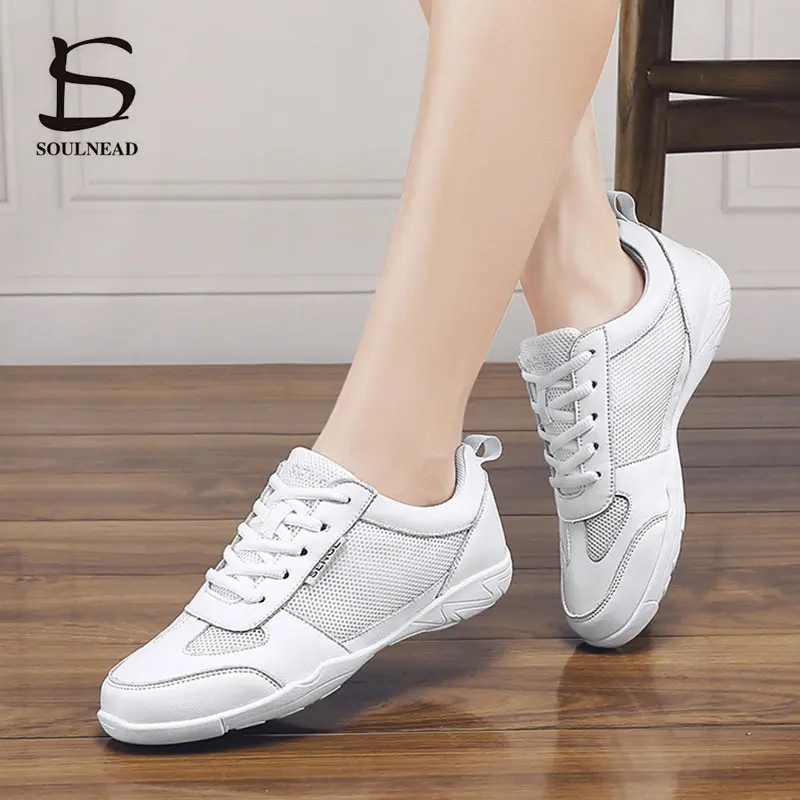 Adult Women Aerobics Shoes White Jazz Dance Shoes Girls Competitive Shoes Soft Sole Female Fitness Dance Sneakers Size 34-41