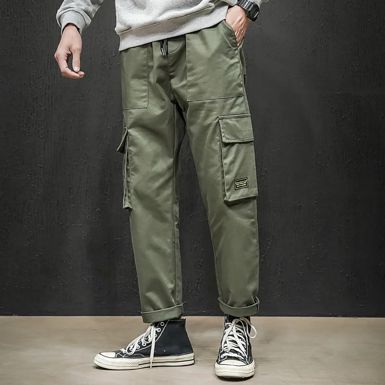 

Cargo Pants Men Hip Hop Joggers Harem Pants Multi-Pocket Ribbons Man Sweatpants Streetwear Mens Casual Pants Workwear A50