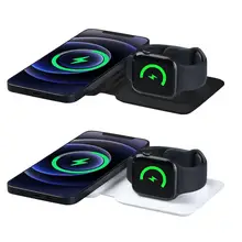 3 In1 Folding Dual Magnetic Wireless Charger For IPhone 13 12 /Mini/Pro Max Magsafes Charger 15W Fast Charging For AirPods Watch