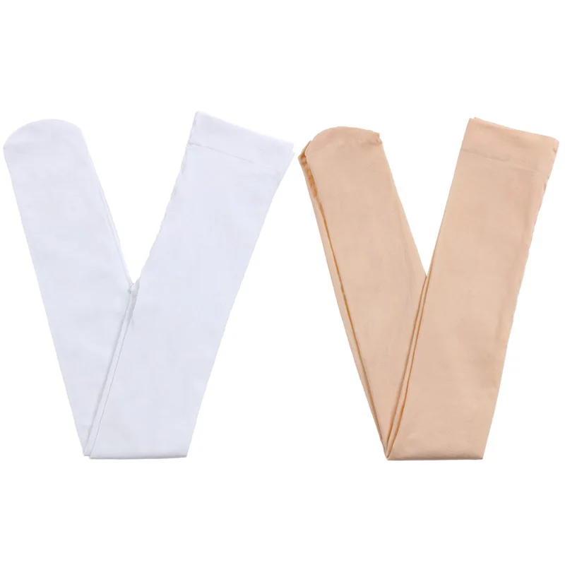 Колготки для балета девочек бархатные чулки танцев белого и телесного цвета из