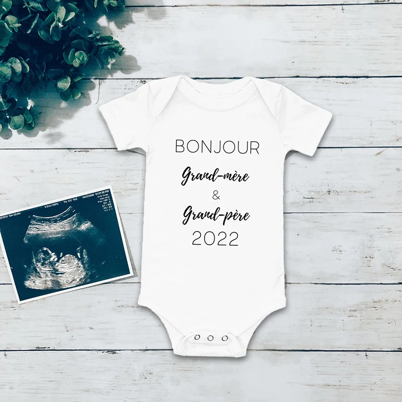 

Hello Grandma and Grandpa Pregnancy Announcement Baby Bodysuit Coming 2022 Infant Baby Jumpsuit Boy Girl Outfits Clothes