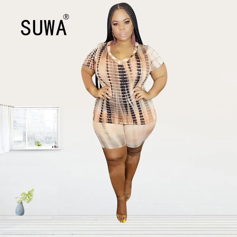 

Домашняя одежда для отдыха 2020, лучшая уличная мода, Женский комплект из двух предметов с красочным принтом, футболка + короткие спортивные ш...