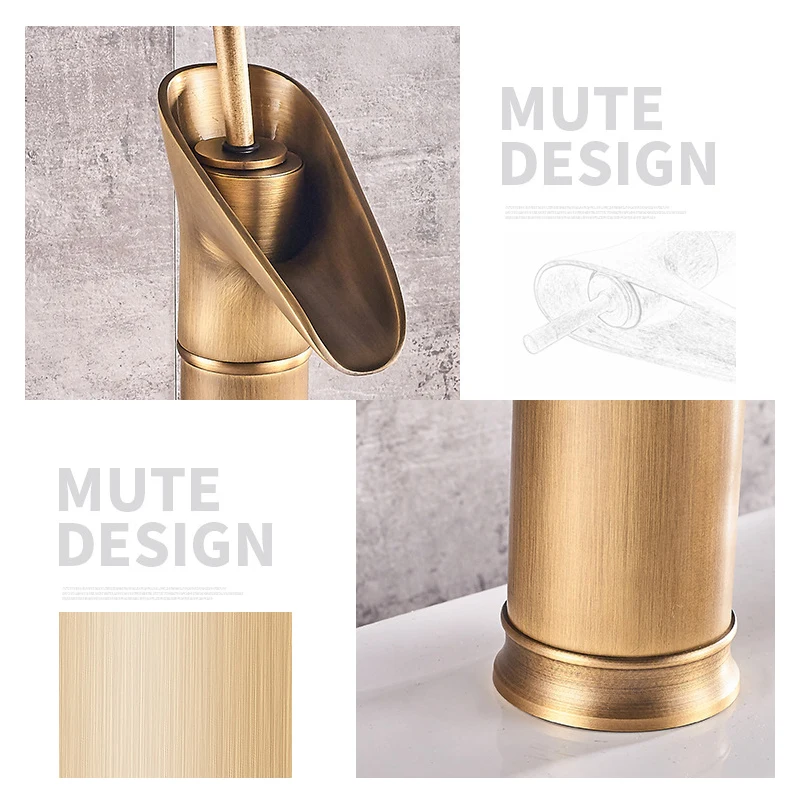 Античный смеситель для водопада винный бокал медный умывальника ванной комнаты