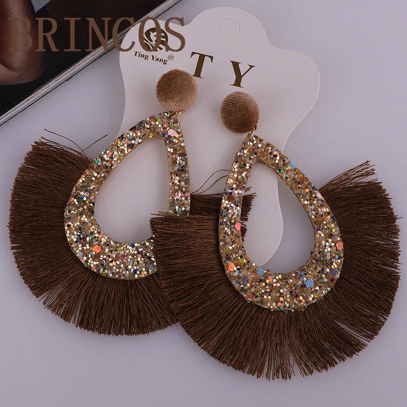 20 Earrings for women Neon green Tassel boho gold korean indian jewelry statement drop handmade oversize bohemia aliexpress - Metal Color: 20
