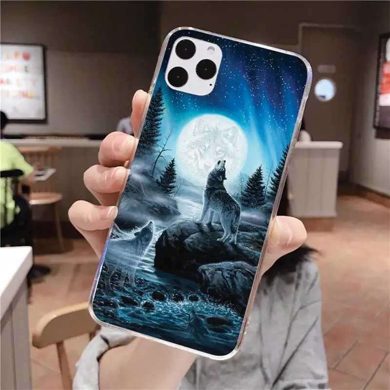 moon roaring wolf phone case for iphone 12 pro max 11 pro xs max 8 7 6 6s plus x 5s se 2020 xr cover free global shipping