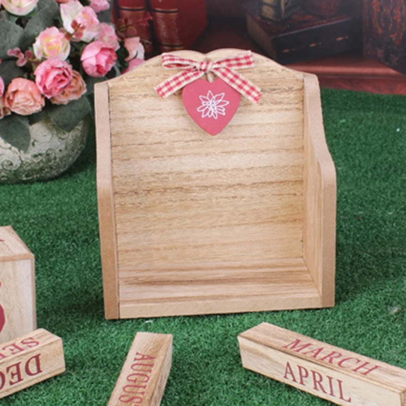 

Wooden Building Blocks Home Office Living Room Month Date Display DIY Portable Gift Christmas Decoration