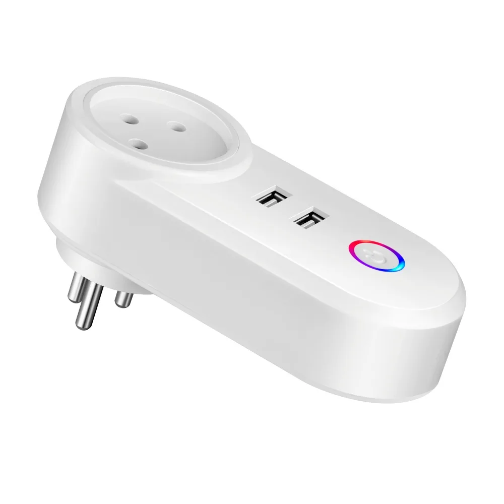 Умная розетка USB, умная розетка WiFi, пульт дистанционного управления, таймер, два выхода USB, голосовое управление, работает с приложением Google Home Alexa Tuya