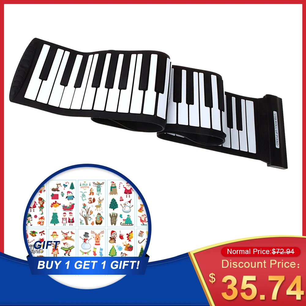 88 Keys MIDI Roll up Piano Silicone Electronic Keyboard Piano Flexible Professional USB Electronic organ