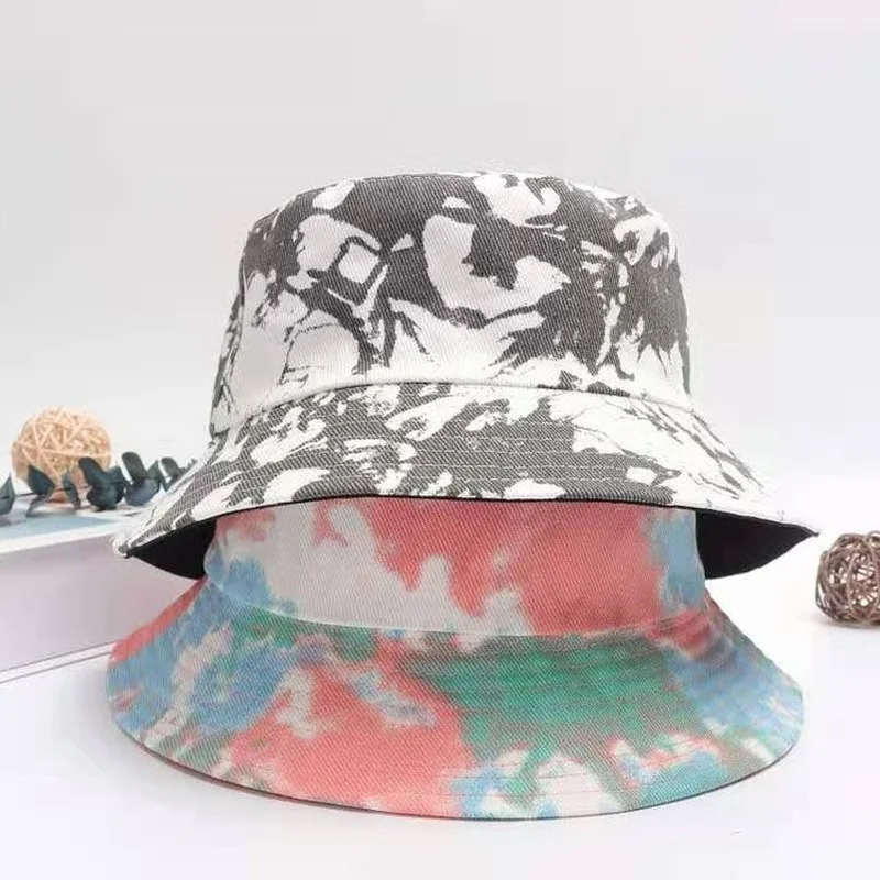 Панама женская двухсторонняя с принтом тай-дай для защиты от солнца путешествий