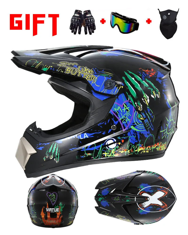 For 5-16 Age Kid Youth Children Motorcycle Helmet Off-road Motor Downhill Racing Motocross Casque Send 3 Free Gift | Спорт и