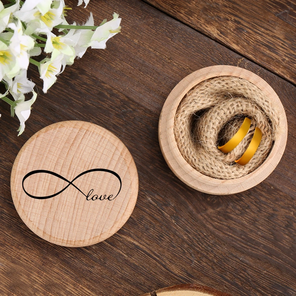 

Forest Theme Wedding Wooden Ring Box Love Forever Chic Pattern Jewelry Boxes Antique Ring Storing Box Rustic Friend Wedding Gift