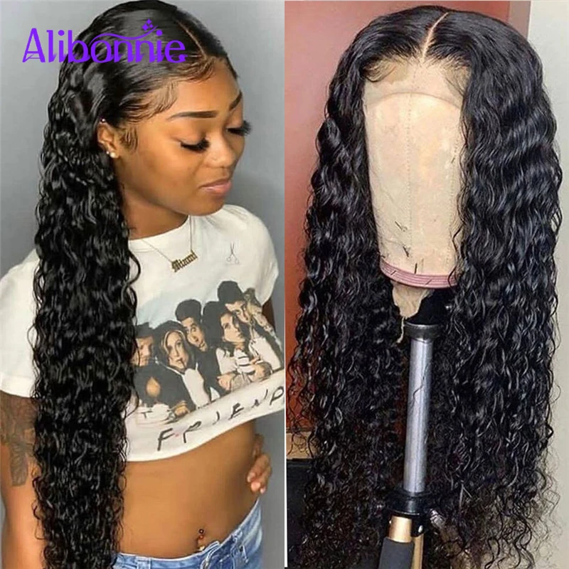 

Alibonnie 4X4 Water Wave Lace Front Wig Natural Hair High Density Lace Wigs for Black Women Human Hair Closure Wig Pre Plucked