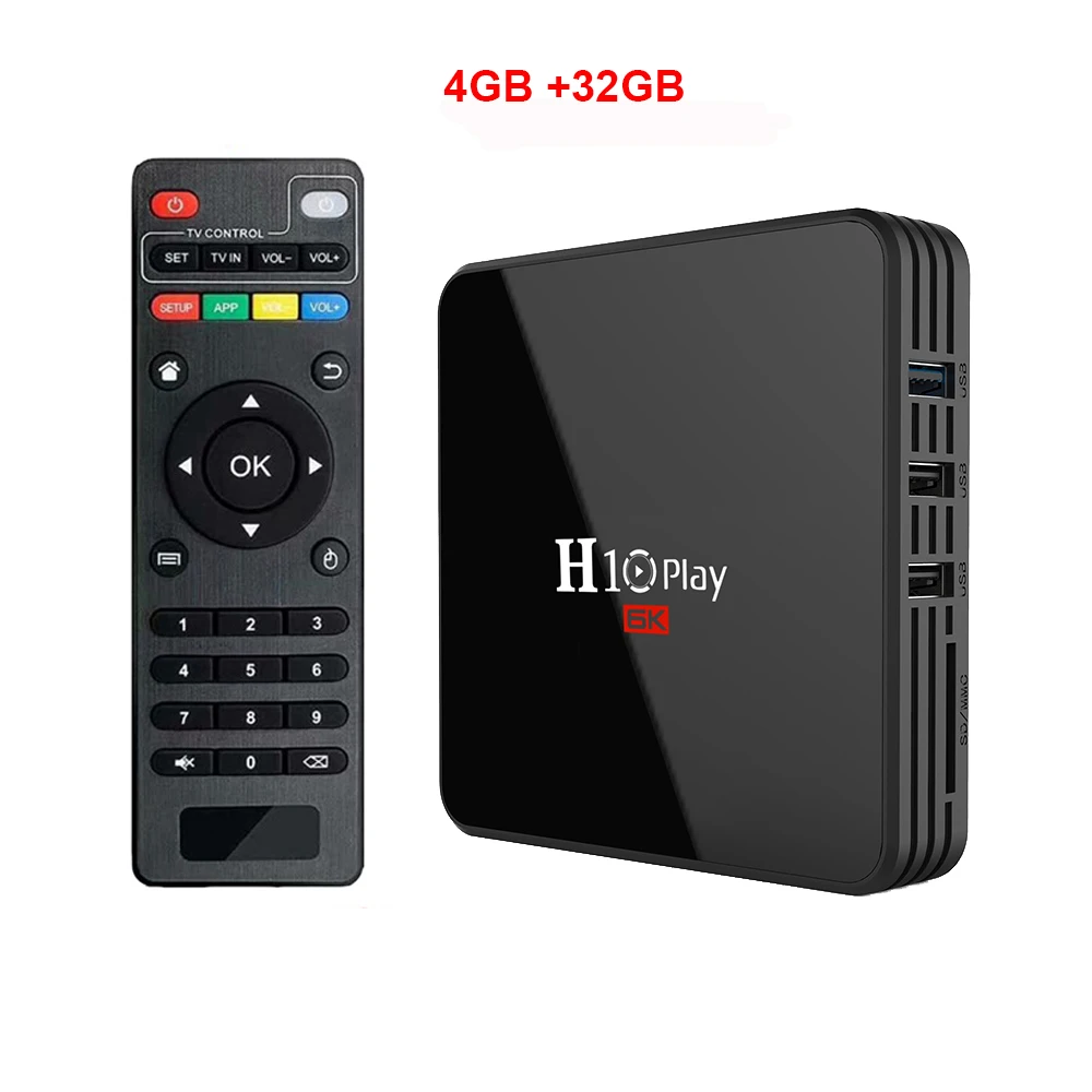 4GB 32GB H10 Play tv Box Android 9,0 4 ГБ 32 ГБ 64 Гб Smart tv BOX Allwinner H6 четырехъядерный 6K HDR 2,4 ГГц Wifi Google плеер телеприставка - Цвет: 4GB 32GB
