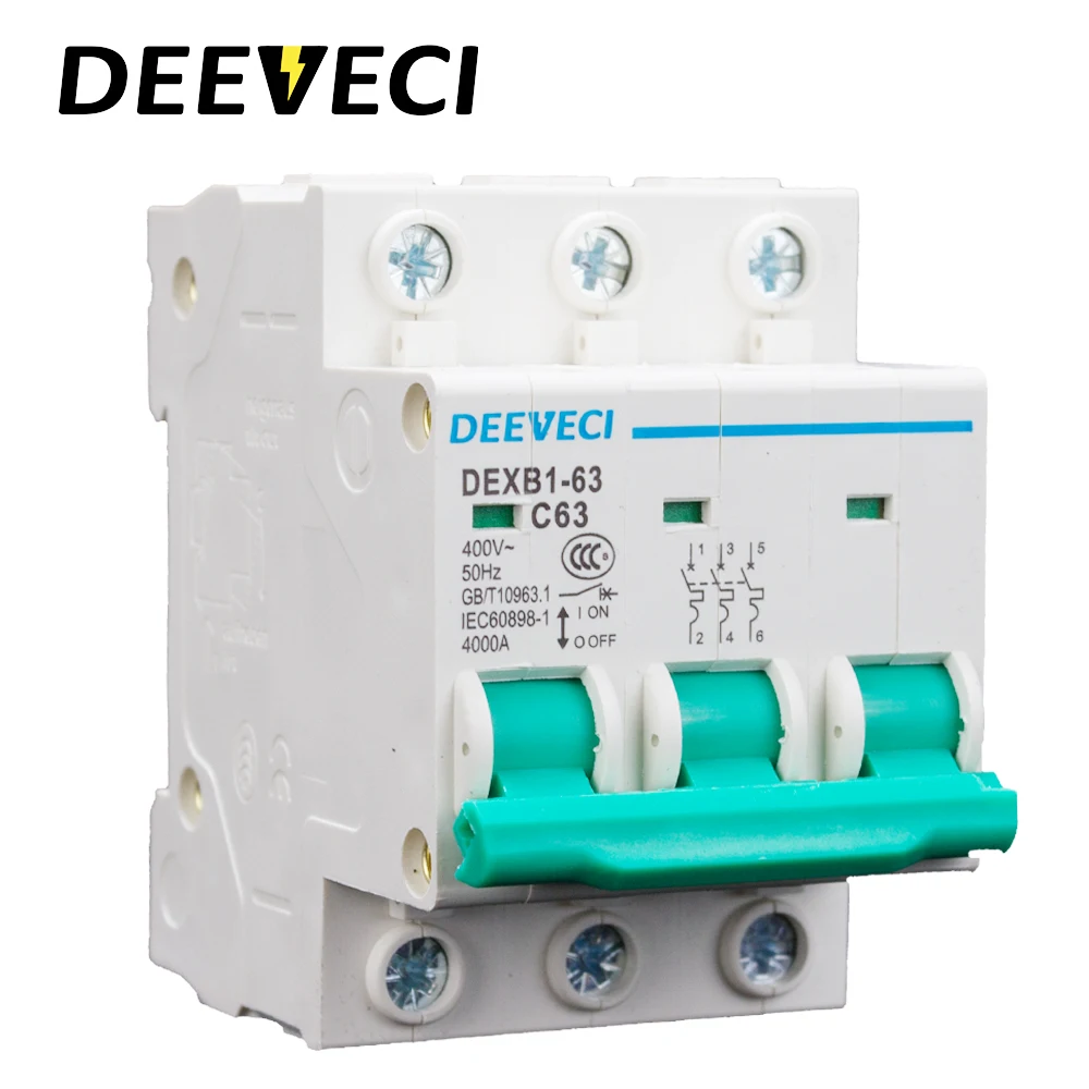1 2 3 4p MCB AC бытовой 6A 10A 16A 25A 32A 40A 63A DIN рейка миниатюрный автоматический выключатель