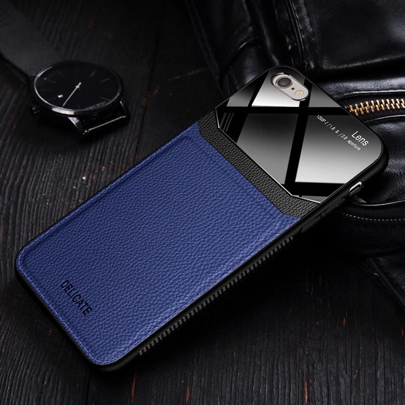 Blue I coque, чехол, чехол, для apple iphone 6 6s s iphone6 plus 6 plus на кожаном зеркальном стекле силиконовый ударопрочный телефон милые чехлы - Цвет: Blue