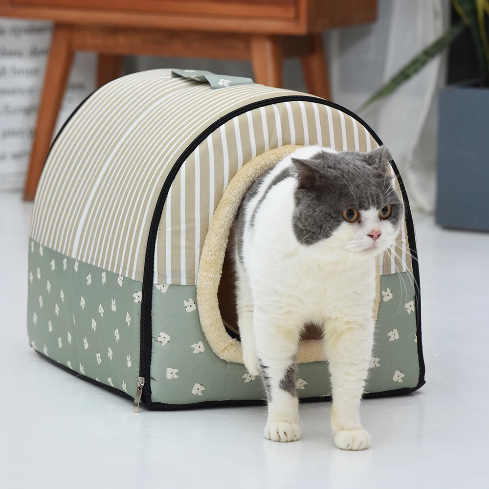 

Foldable Cat Bed Breathable Cat House Cushion Warm Soft Pet Dog Bed Kennel Waterproof Bottom Puppy Kitten Sleeping Pet Supplies