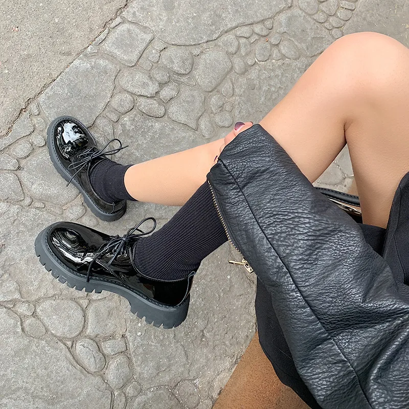 

COVIBESCO Sexy Elegant Genuine Leather Handmade Shoes For Women Platform Cross Tied Thick Heels Pumps Party Dancing Shoes Woman