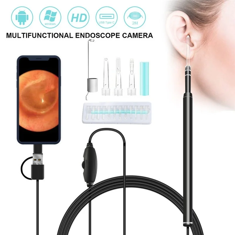 3 в 1 USB Micro Type-C цифровой светодиодный Otoscope ушной камеры набор для - Цена: 1162.05
