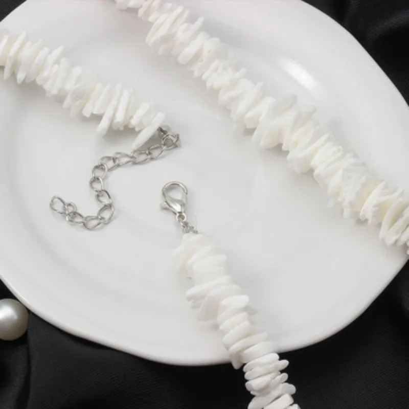 Белый Скошенный Cowrie ожерелье из морской раковины для женщин колье ожерелье из ракушечника Seashell пляжные украшения подарки Bijoux Femme