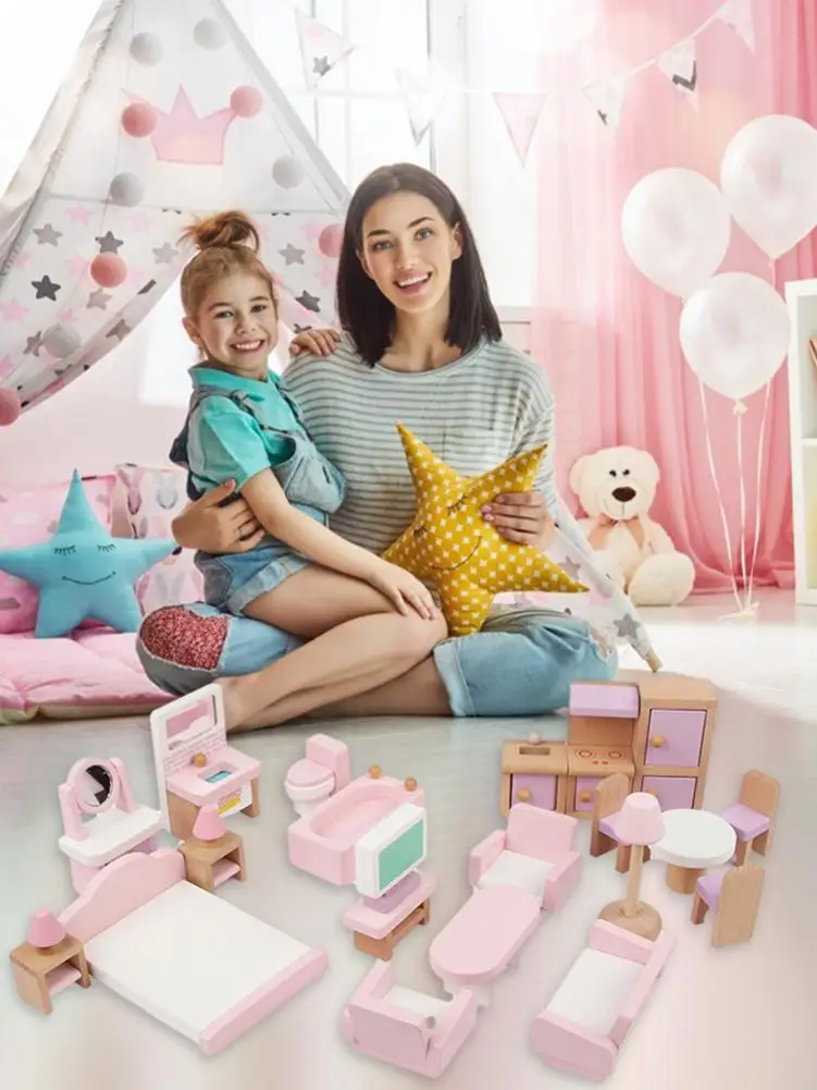 

Dollhouse Furniture Miniature Toys Set 3D Wooden Toy Artificial Play House Dollhouse Pretend Dolls Simulation Toys