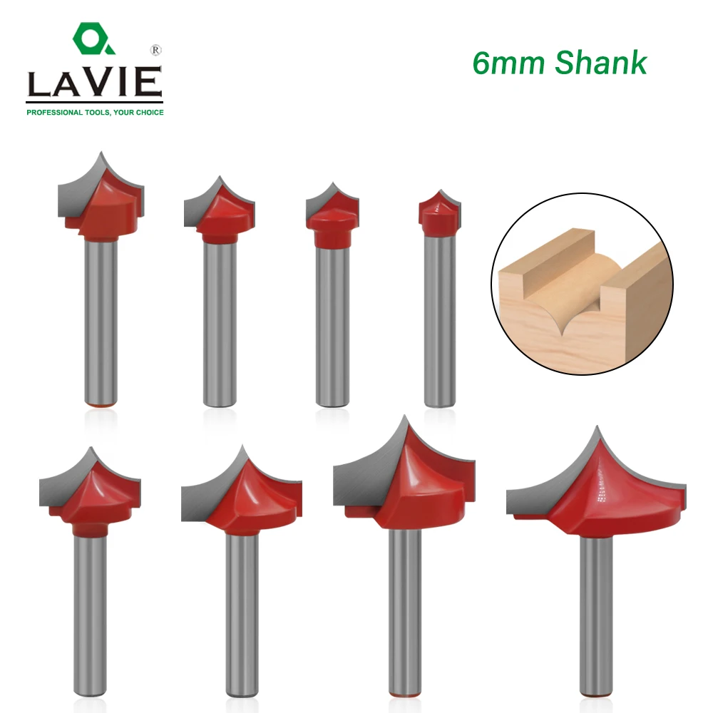LA VIE 1pc 6mm Shank CNC Round Nose Bits Round Point Cut Bit Shaker Sharp Cutter Solid Carbide Tools for Woodworking MC06006