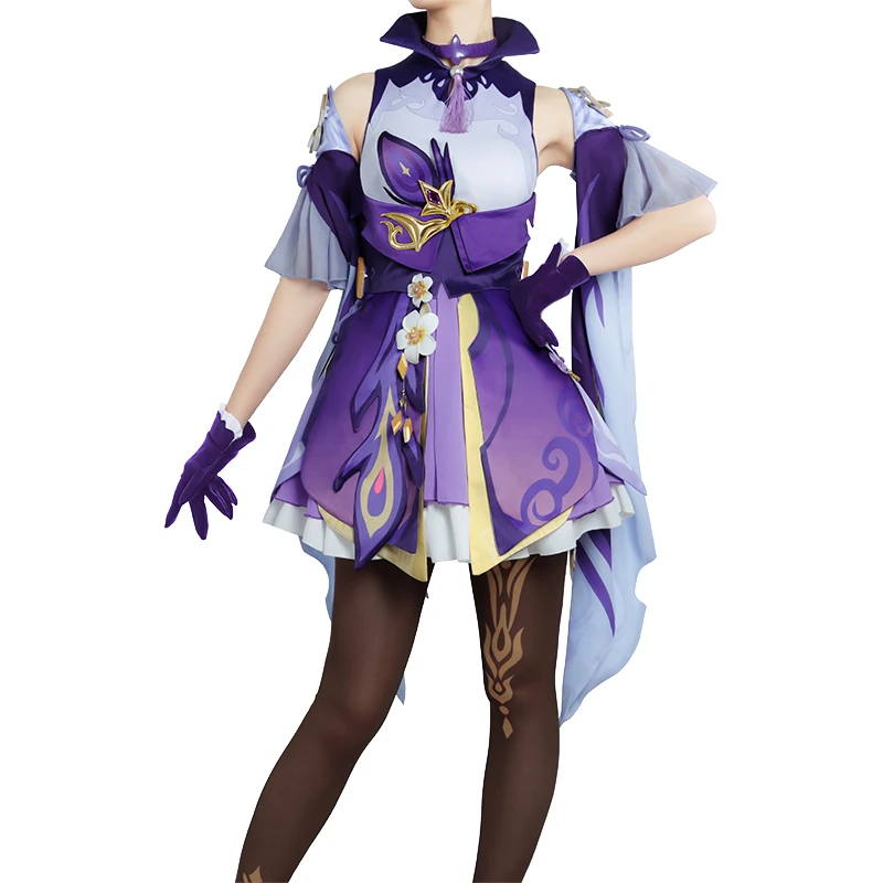 

Game Genshin Impact Keqing Cosplay Costume Halloween Women's Dress Uniforms Cosplay Full Set