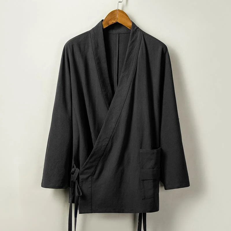 #4215 одежда на весну и осень в китайском Стиль из хлопка льна пальто мужской ремень