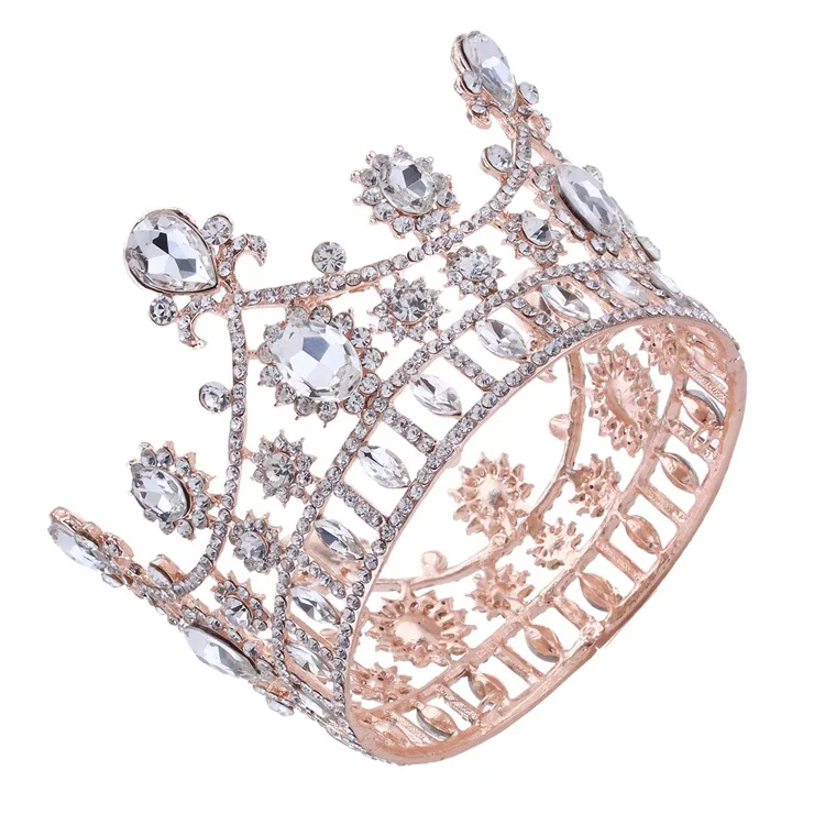 JaneVini 2020 роскошные золотые круглые Свадебные короны тиары принцесса горный