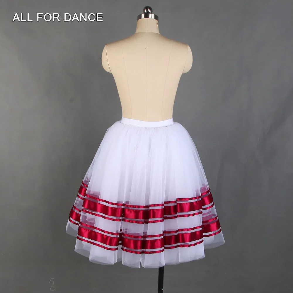 21214 Белая балетная юбка с лентой танцевальный костюм для девочек женская