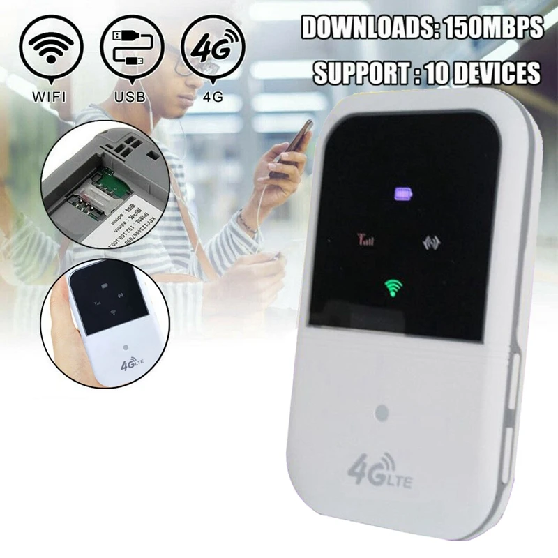 Portable 4G LTE Wifi Router Hotspot 150Mbps Unlocked Mobile Modem Supports 10 Users for Car Home Travel B1 B3 | Компьютеры и офис