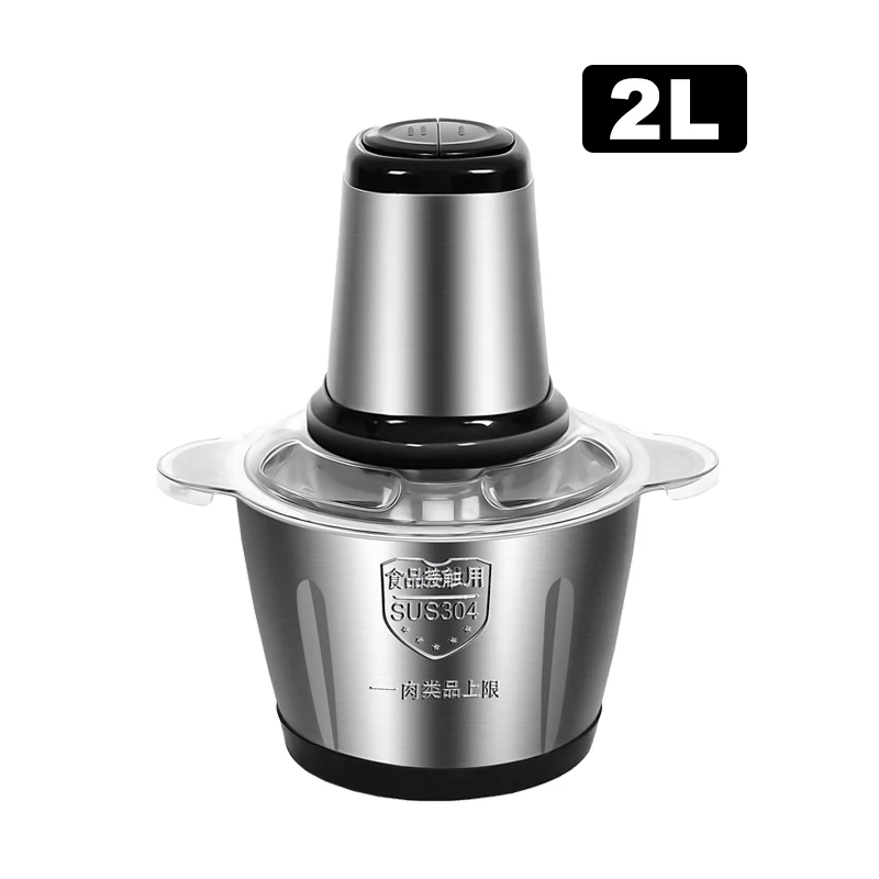 

500W 304 Stainless Steel Electric Chopper Meat/Grinder Mincer 2 Speeds 4 Blade 3L/2L Capacity Food Processor Slicer