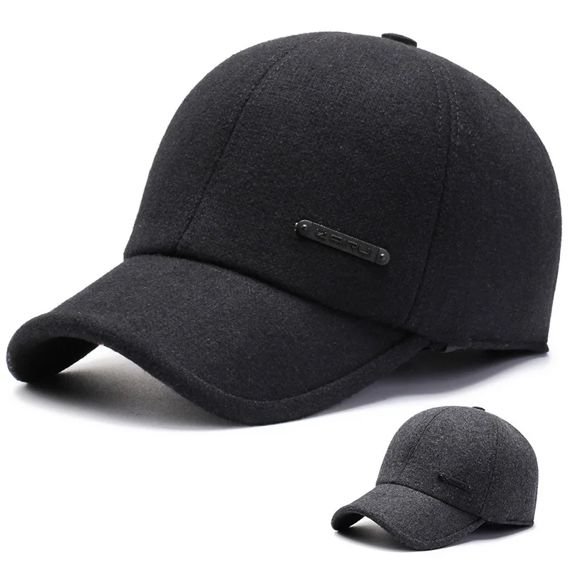 

2019 new men's winter hat thick old cap wool in the elderly cold winter warm hats fashion ear protection baseball caps